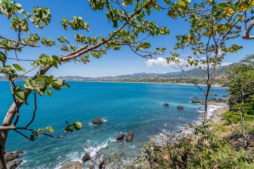 a view of a beach from a tree frame at Hotel IBIZA Beach Boutique in Jacó