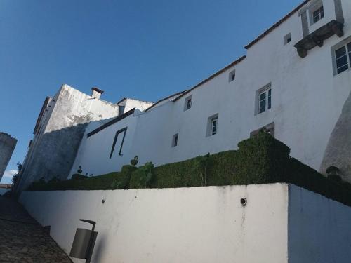a white building with plants on the side of it at Casa O Arco Alojamento Local in Marvão