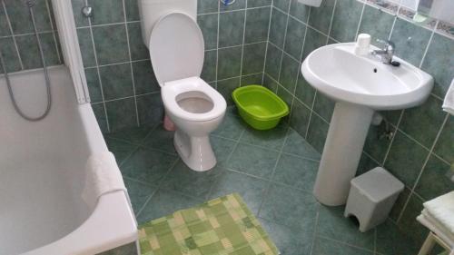 a bathroom with a toilet and a sink at Apartmani Premijer-Rab in Supetarska Draga