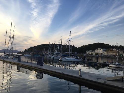 a group of boats docked in a marina at Blair Villa South in Oban