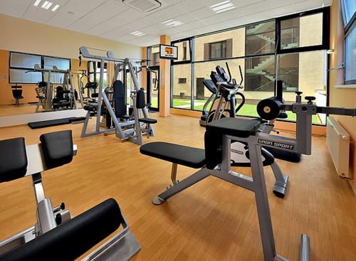 - une salle de sport avec tapis de course et machines elliptiques dans l'établissement Melrose Apartments 2, à Bratislava