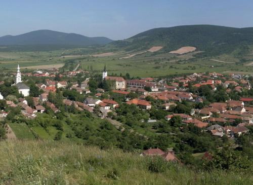 a small town in the middle of a green hill at dom in Erdőbénye