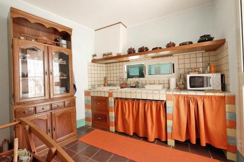 a kitchen with a counter with a microwave at Casa Nelly in Gallipoli