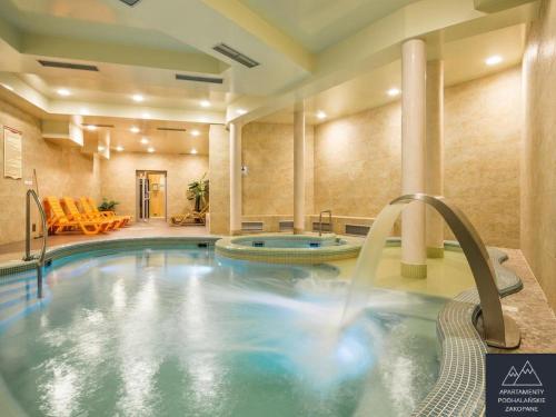 ザコパネにあるGorące Źródła SPAのホットタブ付きのホテルルームのプールを利用できます。