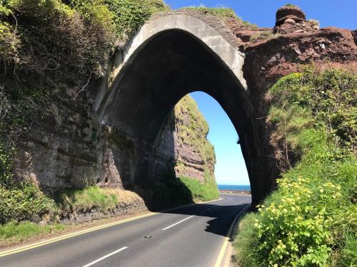 an archway in the side of a road at Ballymacdoe Cottage Cushendall in Cushendall