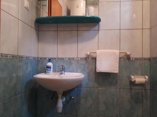 baño con lavabo y una botella de jabón en Apartments Aria, en Stari Grad