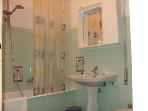 La salle de bains est pourvue d'un lavabo et d'une douche. dans l'établissement Venice Lagoon House B&B, à Tessera