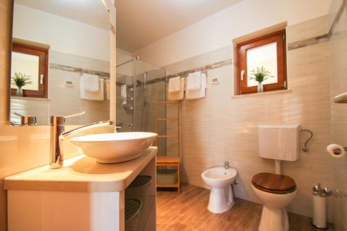 een badkamer met een wastafel en een toilet bij Casa Rafael 1 in Novigrad Istria