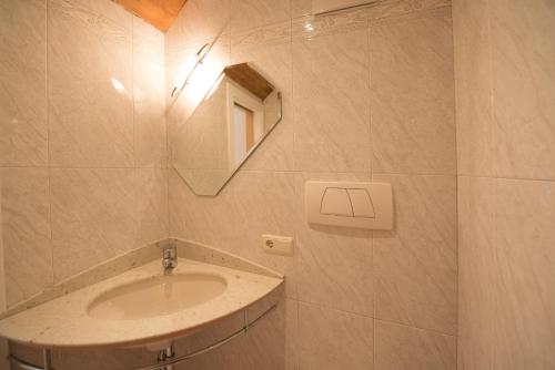 a bathroom with a sink and a mirror at Ansitz Wendelstein in Appiano sulla Strada del Vino