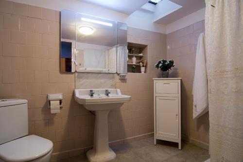 een badkamer met een wastafel en een toilet bij La Caseta del Priorat in Porrera