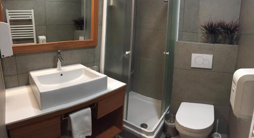 Koupelna v ubytování Hotel Leonardo