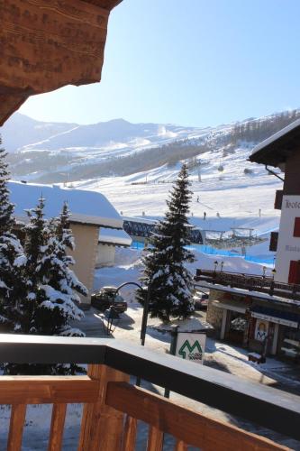 a view from the balcony of a ski resort at Chalet Teresa in Livigno