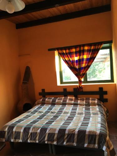 a bedroom with a bed and a window at Posada Santa María in Mineral del Chico