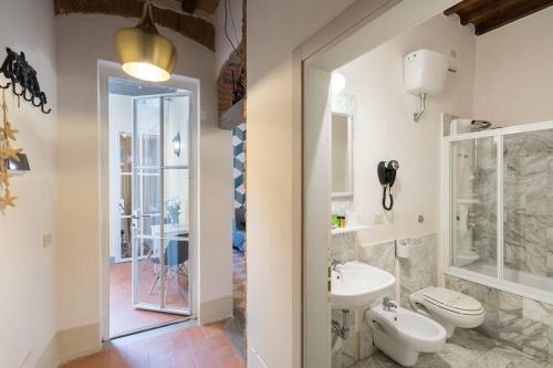 フィレンツェにあるF6 - Santa Croce one bedroom flat for 2 or 3 guestsのバスルーム(トイレ、洗面台付)