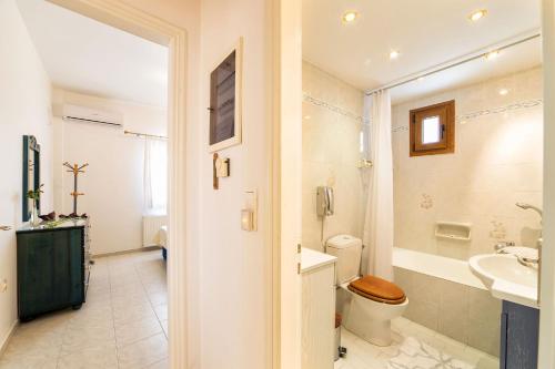 a bathroom with a toilet and a sink at Amazing Sea View Villa in Parikia