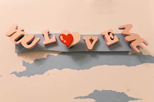 a sign that says happy valentines day with a heart at Sen Yun Chuang Yuan Homestay NO1249 in Taimali