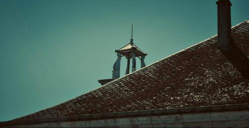 a roof with a antenna on top of a building at Hôtel La Poterne du Roy in Rocroi