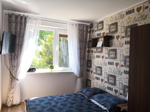 ウェバにあるPokoje wakacyjne - Wizygranのベッドルーム(ベッド1台、窓付)