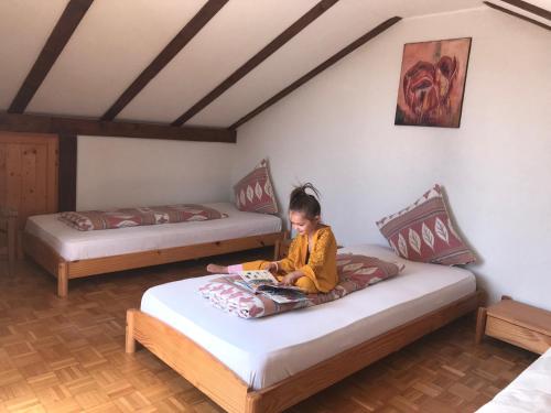 Una cama o camas en una habitación de Ferienwohnung mit 2 Schlafzimmer oder Studio Apartment - Istrien-Fiorini
