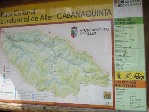 a map of the incan trail on a wall at Cabañaquinta Senderista in Aller