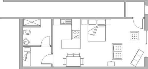 a drawing of a floor plan of a house at Studio De Zunneblomme in Middelkerke