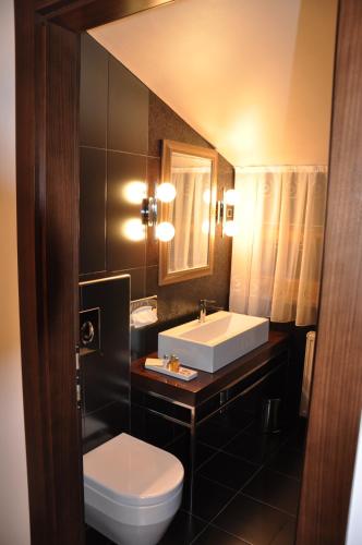 a bathroom with a sink and a toilet at Guesthouse Dolinsek in Sevnica