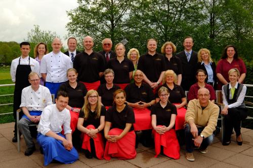 a large group of people posing for a picture at Hotel Restaurant Clemens-August in Ascheberg