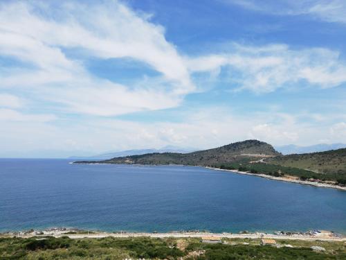 an island in the middle of a large body of water at Vila Bello in Ksamil