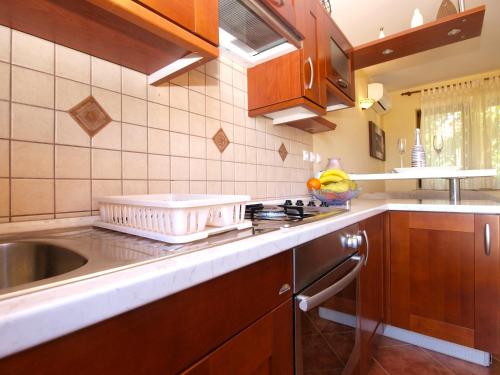 a kitchen with a sink and a counter top at Apartments Mirjana 1655 in Kanfanar