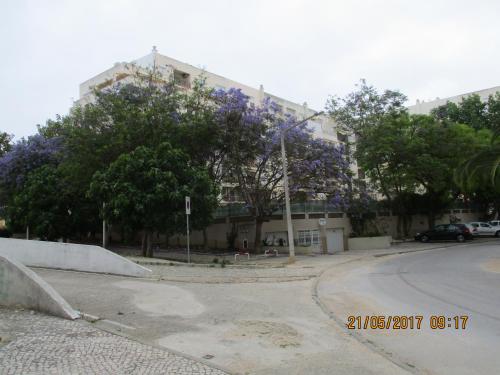 an empty street in front of a building at Edificio Caravela C in Armação de Pêra