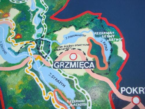 a map of a park with a river and a resort at Raj z haczykiem in Grzmięca