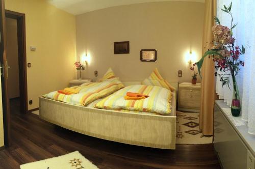 1 dormitorio con 1 cama grande en una habitación en Ferienwohnung Schneider, en Ormesheim