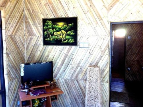 Pokój z monitorem komputerowym na ścianie w obiekcie Scoop Cabana Kitesurfing w mieście Kalpitiya