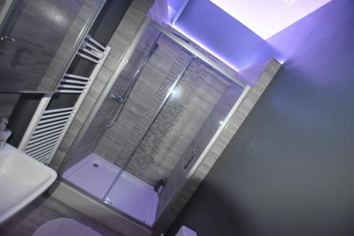 an overhead view of a bathroom with a shower at Western Hill in Sunderland