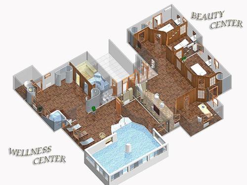 a floor plan of a wellness center with a pool at Apartments Ana Wellness L in Rovinj