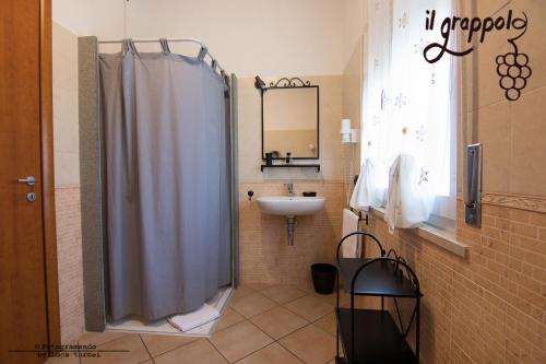 a bathroom with a shower and a sink at B&b Il grappolo Foresteria Lombarda in Sirmione