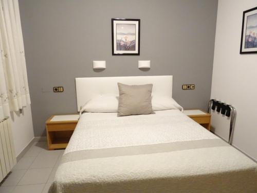 Ένα ή περισσότερα κρεβάτια σε δωμάτιο στο Hostal Pirineos Ainsa