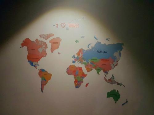 a map of the world with russia on it at Sovotel @ Napzone KKIA in Kota Kinabalu