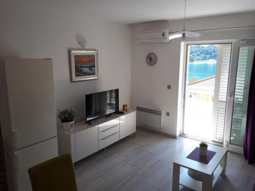 Televisyen dan/atau pusat hiburan di Apartments Šišević - Comfort Apartments with Balconies and Sea View