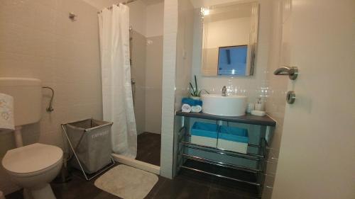 a bathroom with a sink and a toilet at Apartments Pipi in Pakoštane
