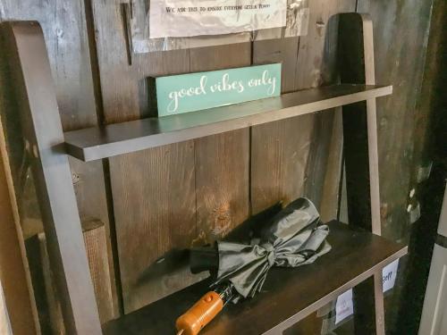 a bow tie sitting on a shelf in a room at Co-ed Dorm with Fantastic Patio! in Ewing