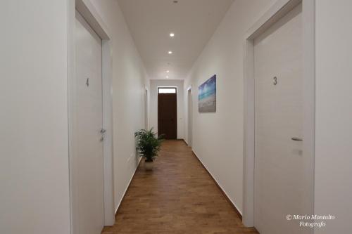 an empty hallway with white walls and a plant at Villa Margherita in Marsala