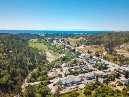 an aerial view of a park with a parking lot at The Rigdon House in Cambria