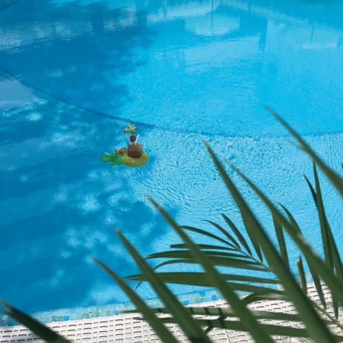 a person in a swimming pool with a life preserver at Grand Hotel Del Mare Resort & Spa in Bordighera
