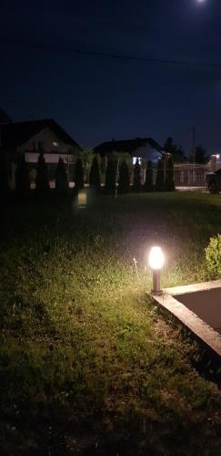 una luce nell'erba in un giardino di notte di Holiday Home SL a Sarajevo