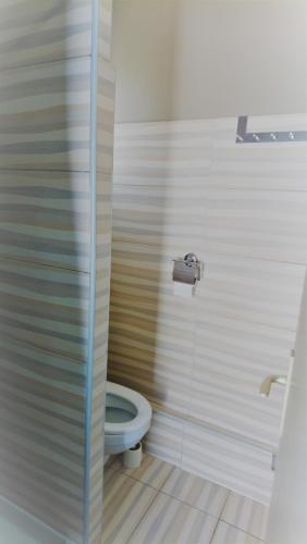 a bathroom with a toilet and a shower at LE TRANSAT 40m de la plage in Palavas-les-Flots