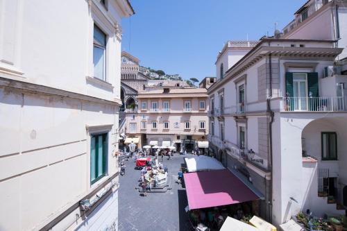 an overhead view of a city street with buildings at La Bambagina in Amalfi