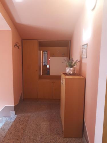 a room with a refrigerator and a mirror at Apartman Aleks in Bale
