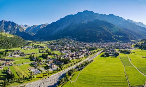 an aerial view of a town in the mountains at APPARTAMENTI in Villa Isabella in Bianzone