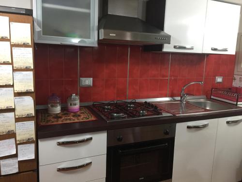 a kitchen with a sink and a stove top oven at Appartamento Rapisardi Centro in Catania